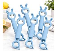 3/6-Pack 4-in-1 Bottle & Jar Openers, Multi-Function Kitchen Tool (Blue,6PCS)