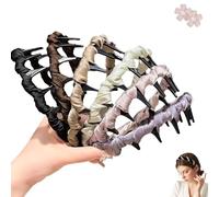 3/6 Pack Retro High Skull Pearl Headband, Headbands for Women with Pearl Decoration, Show Hair Looks Thicker and Wave Feeling (6Pack-B)