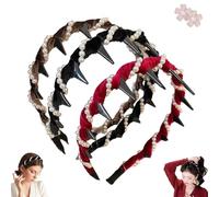 3/6 Pack Retro High Skull Pearl Headband, Headbands for Women with Pearl Decoration, Show Hair Looks Thicker and Wave Feeling (3Pack-White)