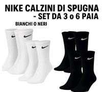 3-6 Paia Calza Tennis NIKE Bianco Nere UOMO Calze Spugna Work Lavoro Sport Padel