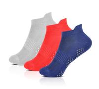 3/6 Paia di Calzini Antiscivolo per Ragazzi | Calzini da Ginnastica in Cotone con Supporto per Arco Plantare e Linguetta del Tallone | Traspiranti, Leggeri, Comodi | Calzini Antiscivolo Sportivi per