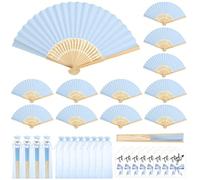 3-60 pezzi Set di ventagli pieghevoli eleganti, include biglietto di ringraziamento e sacchetto regalo, ventaglio in bambù per la sposa, adatto come regalo per damigelle e decorazione per matrimoni, p