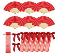 3-60 pezzi/set Eleganti ventagli pieghevoli per San Valentino, inclusi fiocco e sacchetto regalo, ventagli a mano in bambù adatti per regali da damigella e decorazioni per matrimoni, perfetti per fest