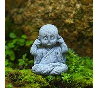 3/6Pcs piccolo simpatico bambino Buddha statua monaci statua statua arenaria sculture sorridenti casa Feng Shui decorazione artigianato creativo bambole ornamenti delicato Buda piccolo Zen piccolo bonsai regali 2,3 pollici (Think)