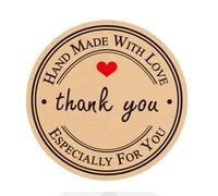 3,7 cm Handmade with Love120PCS Small Business Etichette Buste, Love Heart Baking Kraft, Thank You for Your Order Adesivi Sigillanti Decorazione per Business, Just for You Adesivi (Grazie)