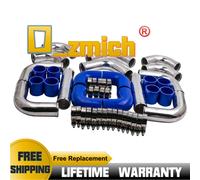 3" 76mm Alluminio Universal Intercooler Turbo Piping +Blue Hose+T-Clamp kits new