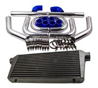 3" 76mm Black Intercooler & 2.5" Intercooler Piping Pipe Hose Kit for Universal