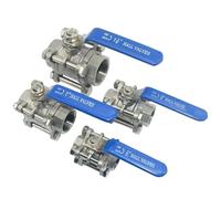 3/8" 1/2" 3/4" 1" 1-1/4" 1-1/2" 2" 304 Stainless Steel Three-Way Ball Valve Internal Thread Water Pipe Welding Valve Switch 1pcs(2)
