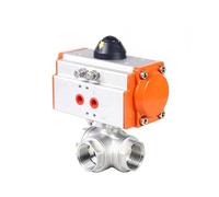 3/8" 3-Way Pneumatic Ball Valve 304 Stainless Steel Female Thread Double Acting Female Thread Pneumatic ball valves(L Type)