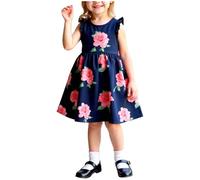 3-8 Anni Vestito Principessa Bambina Senza Manica Stampa Floreale Carino Abiti Elegante Ragazza Estiva Bambine Abiti Girocollo Bambina Abito per la Festa