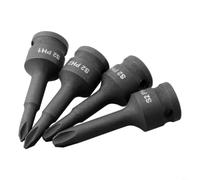 3/8 Drive Socket Adapter Set PH1-PH4 per cross Screwdriver Bits Chrome Steel Socket Adapter Head 3/8 Inch 60mm Length 4PCS Screwdriver Bit Set PH1 PH2 PH3 PH4 for Wrench 3/8 Square Drive Adapter for