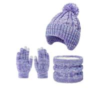 3-8 T Bambina Coordinati Invernali Set di Cappello Sciarpa e Guanti | Foderato in pile caldo, Berretto con paraorecchie, Scaldacollo termico elastico, Touch screen, Regalo per bimba