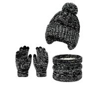 3-8 T Bambina Coordinati Invernali Set di Cappello Sciarpa e Guanti | Foderato in pile caldo, Berretto con paraorecchie, Scaldacollo termico elastico, Touch screen, Regalo per bimba