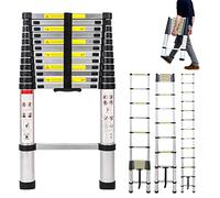 3,8M Scala Pieghevole Telescopica in Alluminio, Scale Multiuso Fai-da-Te per la Casa e la Pittura, Portatile Scaletta Telescopica, Scala Retrattile per Soppalco, Carico Massimo 330 Libbre, Norme EN131