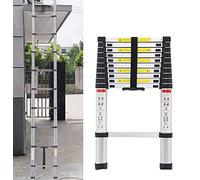 3,8m Scala telescopica in acciaio inossidabile antiscivolo Loftleiter con 13 gradini, scala estensibile portatile per interni ed esterni, portata 150 kg