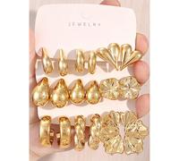 3/9 Paia di orecchini a perno dorati, set di orecchini multi-elemento con goccia d'acqua e fiore, stile vintage alla moda, 9 stili per un facile cambio, materiale CCB leggero, adatto per l'uso quotidi