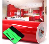 (3,96 €/ M ²) 10m Lucido Rosso Pellicola per Mobili + Raschietto Adesiva Plotter