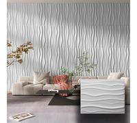€3,99 Pannello in fibra naturale a parete 3D, rivestimento di lusso 3D 80X62,5cm BIANCO verniciabile MAREE