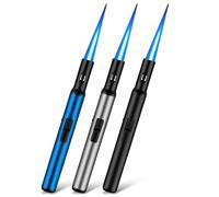 3 accendini a gas ricaricabili con tempesta, lunghezza 19 cm, antivento elettrici, per candele, cucina, campeggio, barbecue, camino, regali da uomo (senza gas)