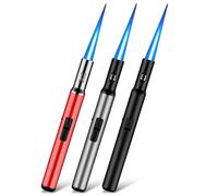 3 accendini a gas ricaricabili con tempesta, lunghezza 19 cm, antivento, per candele, cucina, campeggio, barbecue, camino, regali per uomini, senza gas