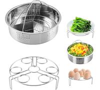 3 accessori per pentola a pressione, cestello per cottura a vapore con griglia per cottura a vapore per uova, divisorio, adatto per pentola a pressione Instant Pot, acciaio inox
