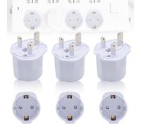 3 adattatori da viaggio Regno Unito: adattatore Inghilterra Germania spina adattatore da viaggio spina Schuko EU a presa UK, adattatore da viaggio per Regno Unito, Irlanda Malta, colore: bianco