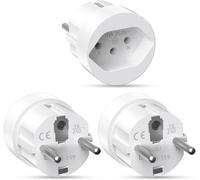 3 Adattatori da Viaggio Svizzera a EU, Adattatore da Viaggio, Spina da Viaggio, Tipo J a Schuko EU per Germania, Spina,Francia,Max 250 V / 2000W