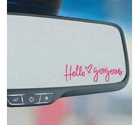 3 adesivi a specchio Hello Gorgeous in vinile per specchietto retrovisore auto, divertenti adesivi per guida sicura per mostrare il tuo amore, accessori regalo per uomini e donne (rosa)