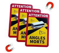 3 adesivi ad angolo morto, magnetici segnaletici, attenzione, attention angles morts, 17 x 25 cm, impermeabili, con protezione UV per autobus e roulotte