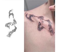 3 adesivi per tatuaggi a base di erbe per clavicola e catena al collo, per uomini e donne, semipermanenti, impermeabili, a lunga durata per 2 settimane, tatuaggi finti