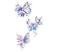 3 adesivi per tatuaggi temporanei colorati a forma di farfalla con effetto sogno, impermeabili e durevoli, per braccia e gambe da donna, tatuaggi finti