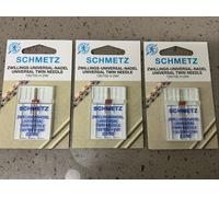 3 Aghi Doppio Schmetz Flat Shank Per Macchine Da Cucire Spessore 2,0 / 80