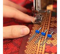 3 aghi gemelli in acciaio inox per macchine da cucire, 234 mm, per creare linee parallele su tessuti sottili e medi