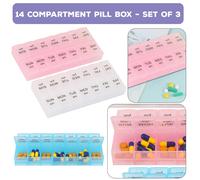 3 × Am/Pm Settimanale Pillola Organizzatore Scatola 14 Compartimenti Dispenser
