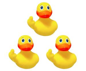 3 Anatre di Gomma a Dito Medio, Simpatiche e Divertenti, Piccole Decorazioni per Auto, Bagno, Cruscotto, 5,5 x 5 x 4,5 cm