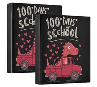 3 anelli 2 raccoglitori per quaderni da 1 e 1/2 pollici con tasche interne, confezione da 1/2 raccoglitori per studenti universitari, 200 fogli, 100 giorni di scuola Dino