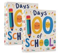 3 anelli 2 raccoglitori per quaderni da 1 e 1/2 pollici con tasche interne, confezione da 1/2 raccoglitori per studenti universitari, 200 fogli, motivo cartone animato cento giorni di scuola