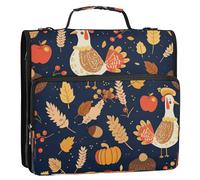 3 anelli 3,8 cm con cerniera borsa raccoglitore con tracolla e maniglia, facile da trasportare portafoglio portatile per la scuola media, una torta di zucca di tacchino e ghiande