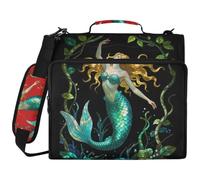 3 anelli 3,8 cm con cerniera raccoglitore borsa sirena | Con manico e tracolla rimovibile multi-tasca organizer per scuola e ufficio