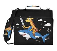 3 anelli 3,8 cm organizer raccoglitore giraffa pirata equitazione squalo spada | con manico e tracolla rimovibile impermeabile raccoglitore scuola organizzatore per la scuola