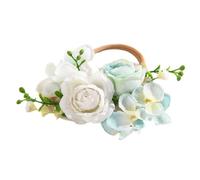 3 anelli per capelli da donna, con fiori artificiali, elastici per capelli, per matrimoni, feste, colore bianco blu