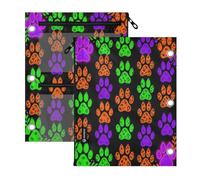 3 anelli raccoglitore matita sacchetto 2 Pack multi colorato leopardo zampa stampa