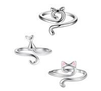 3 anelli versatili all'uncinetto per le donne distintivi gatti guida filato gioielli regolabile tensione uncinetto anelli guida filato, Misura unica, come descritto, come descritto