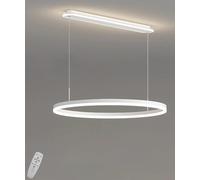 3 Anello circolare nero lampadario,LED moderno pendente lampada dimmerabile 3000k-6500k Sala da pranzo lampada a sospensione altezza regolabile per isola cucina,soggiorno,camera (Bianco, L87cm)