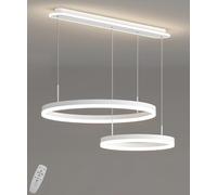 3 Anello circolare nero lampadario,LED moderno pendente lampada dimmerabile 3000k-6500k Sala da pranzo lampada a sospensione altezza regolabile per isola cucina,soggiorno,camera (Bianco, L86cm)