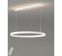 3 Anello circolare nero lampadario,LED moderno pendente lampada dimmerabile 3000k-6500k Sala da pranzo lampada a sospensione altezza regolabile per isola cucina,soggiorno,camera (Bianco, L67cm)