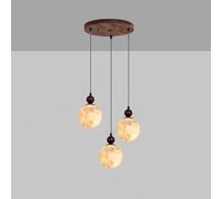 3 Apparecchi grottaio Globe Mid Secolo Milk Glass Light Kitchen Island Single Moon Lampada a Sospensione Vintage Farmhouse di Legno per la Sala Camera da Letto.