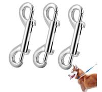 3 Argento 89mm moschettone Acciaio Gancio nichelato Lega di Zinco Doppia estremità bullone scatta Clip da Girevole Cane guinzaglio Secchio Amaca moschettone Clip Doppia estremità Fibbia