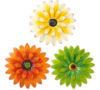 3 Arte Parete del Fiore Metallo Fiore Margherita in Metallo 3D Decoro da Parete Fiore Appeso a Più Strati Decori Rustiche in Stile Boho Fattoria per Soggiorno Giardino, 8 Pollici (Classico)