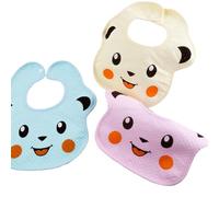 3 asciugamani bava impermeabili per bambini, bavaglini con bottoni stile carino, bavaglini con smiley rosa, blu e gialli